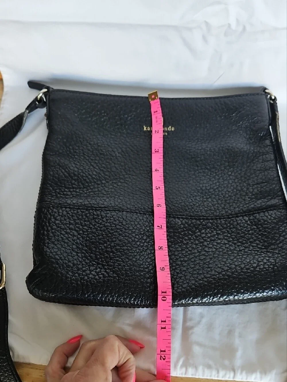 kate spade Black Pebbled Leather Crossbody Shoulder Bag with Gold Logo